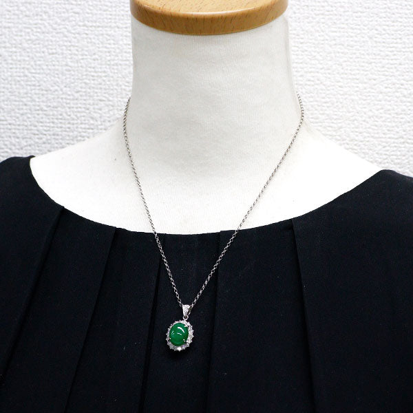 Pt900/ Pt850 翡翠 ダイヤモンド ペンダントネックレス 6.16ct D1.01ct