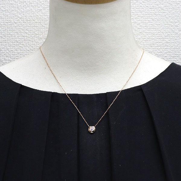 周生生 K18WG/PG ダイヤモンド ペンダントネックレス 0.04ct