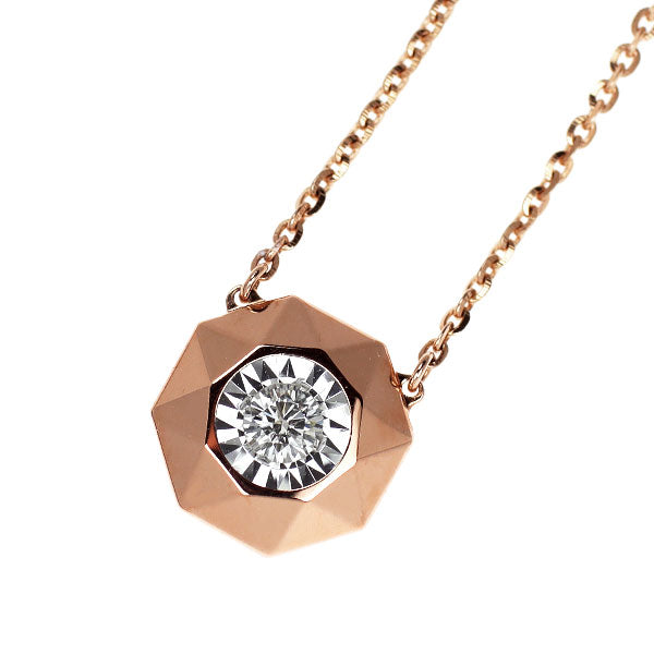 周生生 K18WG/PG ダイヤモンド ペンダントネックレス 0.04ct