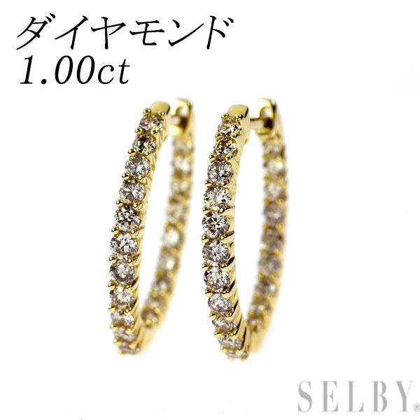 K18YG ダイヤモンド フープ ピアス 1.00ct