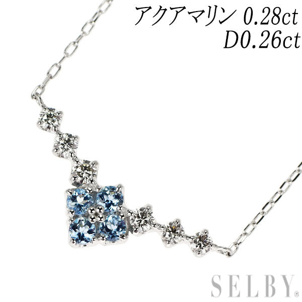 Pt900/ Pt850 アクアマリン ダイヤモンド ペンダントネックレス 0.28ct D0.26ct