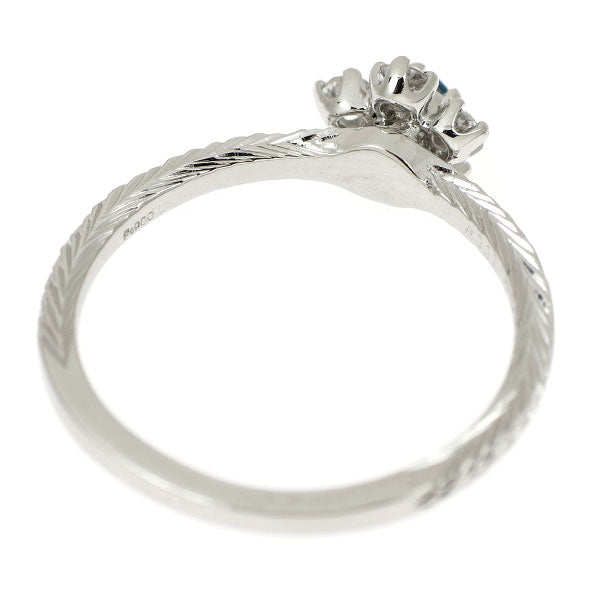 Pt900 アクアマリン ダイヤモンド リング 0.11ct D0.18ct フラワー
