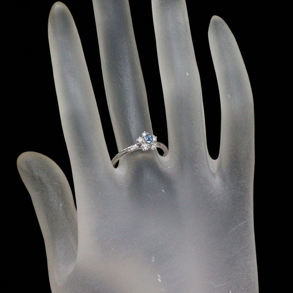 Pt900 アクアマリン ダイヤモンド リング 0.11ct D0.18ct フラワー