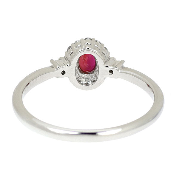 Pt950 非加熱ピジョンブラッドルビー ダイヤモンド リング 0.28ct D0.12ct