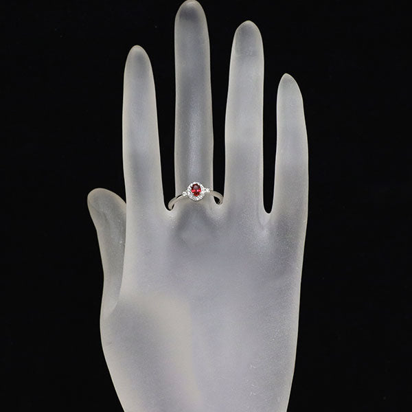 Pt950 非加熱ピジョンブラッドルビー ダイヤモンド リング 0.28ct D0.12ct