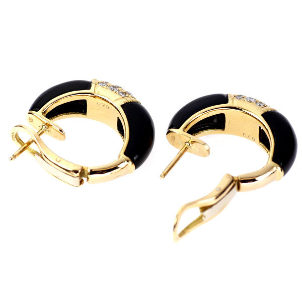 K18YG オニキス ダイヤモンド フープ ピアス D1.40ct パヴェ