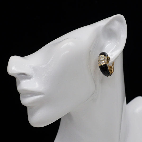 K18YG オニキス ダイヤモンド フープ ピアス D1.40ct パヴェ