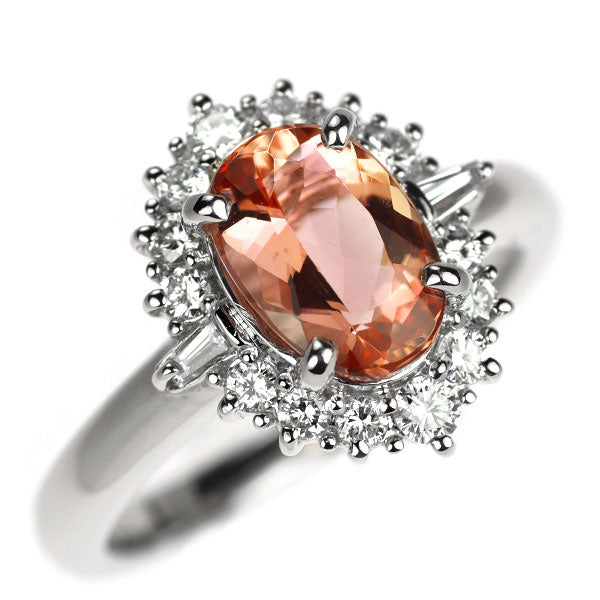 Pt900 インペリアルトパーズ ダイヤモンド リング 1.48 D0.35ct