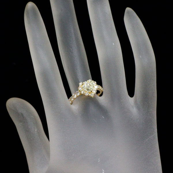 新品 K18YG ハートシェイプ ダイヤモンド リング 1.013ct VLY VS2 D0.83ct 【エスコレ】