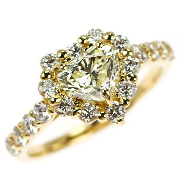 新品 K18YG ハートシェイプ ダイヤモンド リング 1.013ct VLY VS2 D0.83ct 【エスコレ】