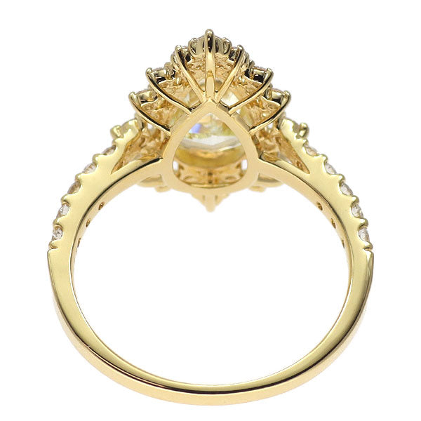 新品 K18YG ペアシェイプ ダイヤモンド リング 2.091ct LY SI1 D0.56ct 【エスコレ】