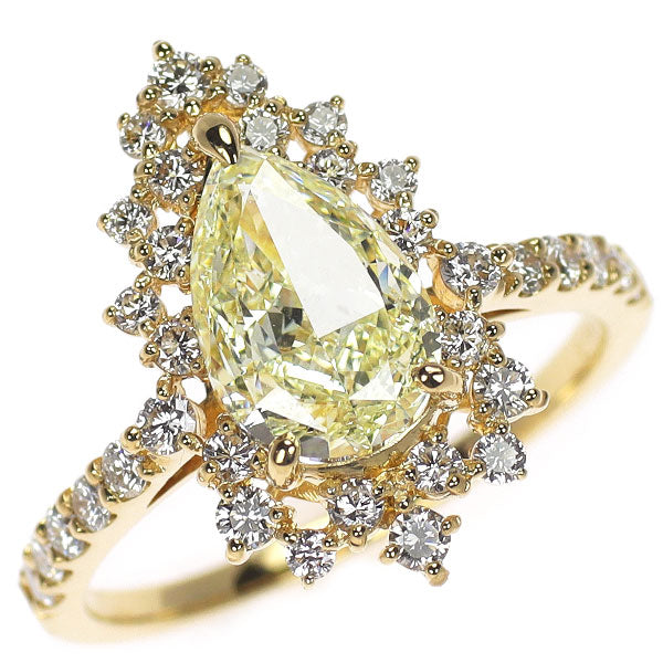 新品 K18YG ペアシェイプ ダイヤモンド リング 2.091ct LY SI1 D0.56ct 【エスコレ】