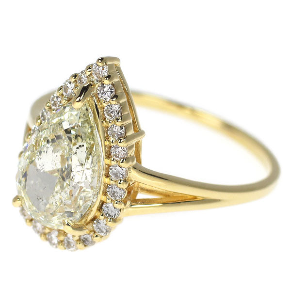 新品 K18YG ペアシェイプ ダイヤモンド リング 2.065ct VLY SI2 D0.22ct 【エスコレ】