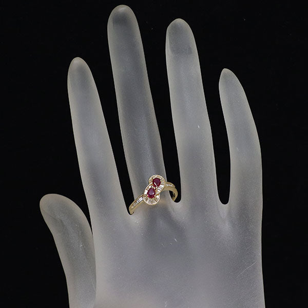 セイコー K18YG ルビー ダイヤモンド リング 0.46ct D0.30ct