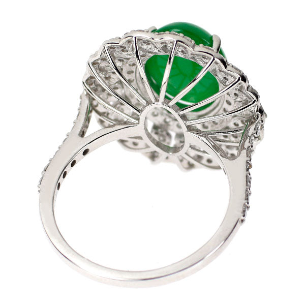 K18WG 樹脂含浸なし 翡翠/ヒスイ ダイヤモンド リング 4.701ct D1.09ct