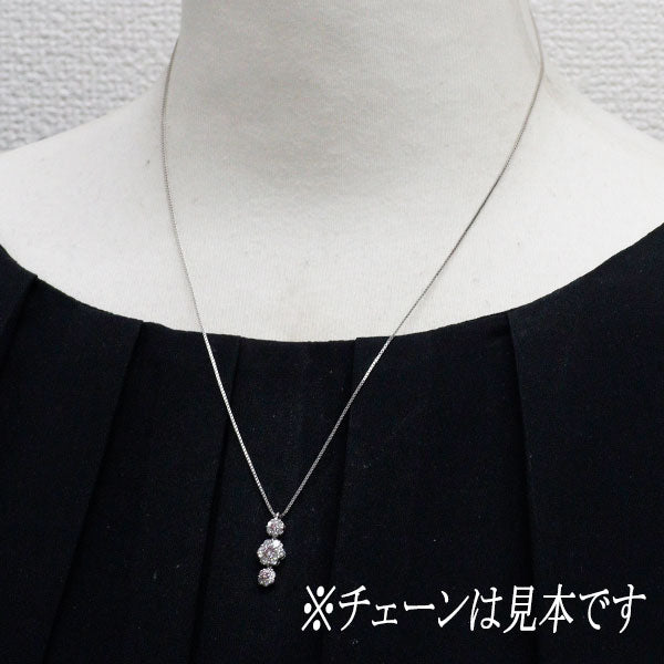 希少 Pt900/ Pt850 天然ピンク/ カラーレス ダイヤモンド ペンダントネックレス 0.071ct FPP SI2 PD0.046ct D0.62ct フラワー