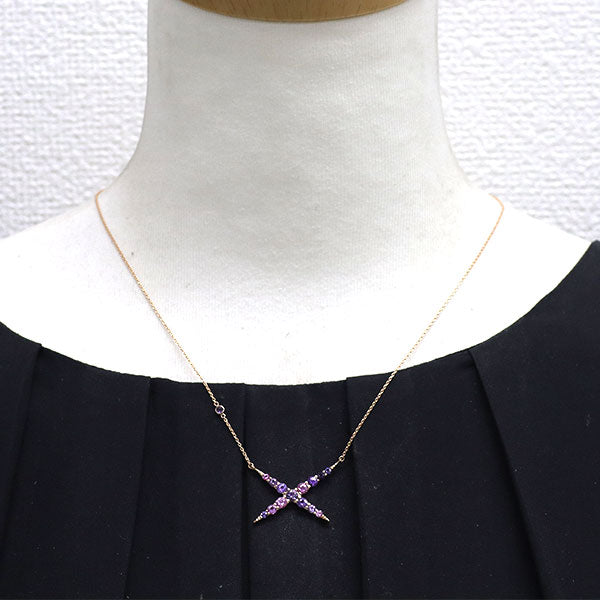 K18PG ピンク/パープルサファイア ペンダントネックレス 1.664ct