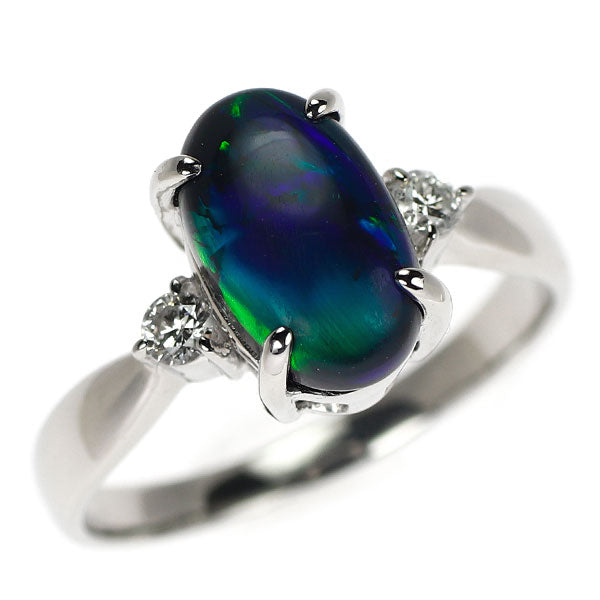 Pt900 ブラックオパール ダイヤモンド リング 1.77ct D0.11ct