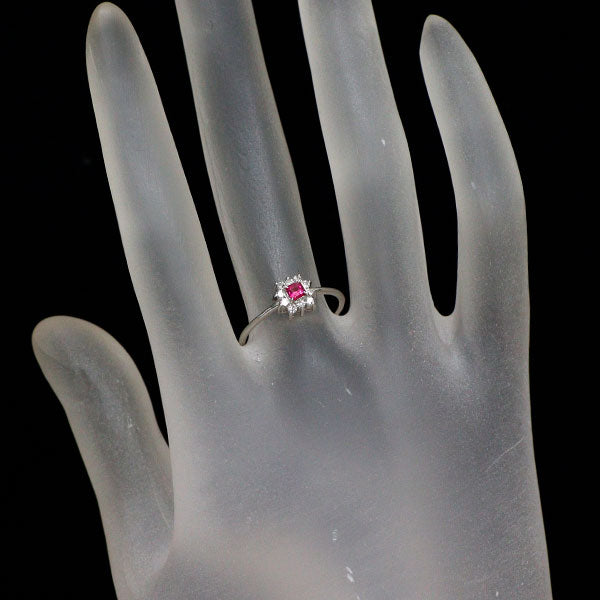 Pt900 レッドベリル ダイヤモンド リング 0.14ct D0.10ct