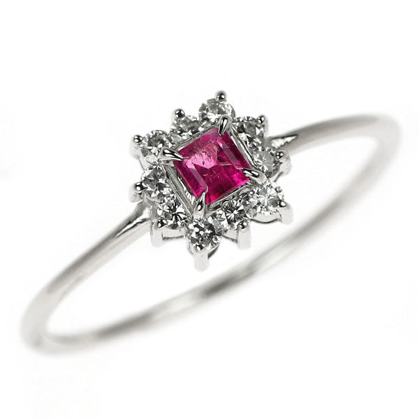 Pt900 レッドベリル ダイヤモンド リング 0.14ct D0.10ct