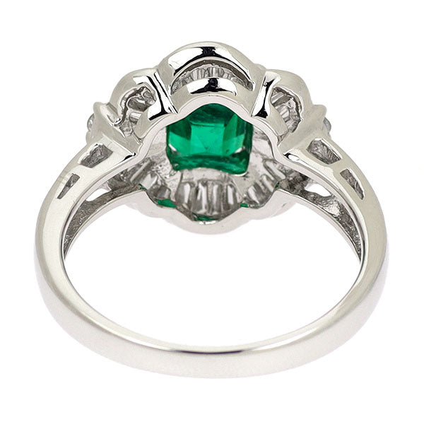 Pt900 コロンビア ムゾー鉱山産 ビビッドグリーンマイナーエメラルド ダイヤモンド リング 0.80ct D0.62ct