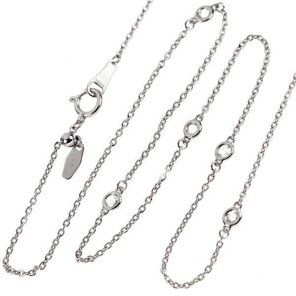 K18WG ローズカット ダイヤモンド ステーション ネックレス 0.30ct