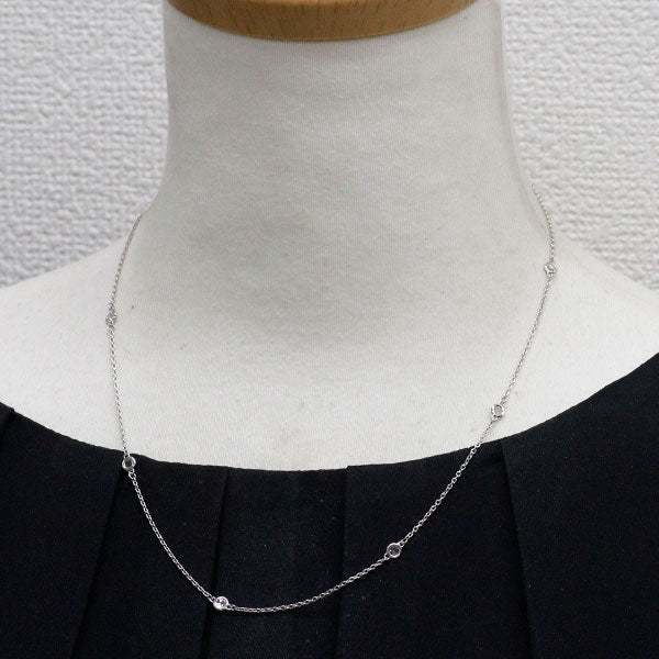 K18WG ローズカット ダイヤモンド ステーション ネックレス 0.30ct