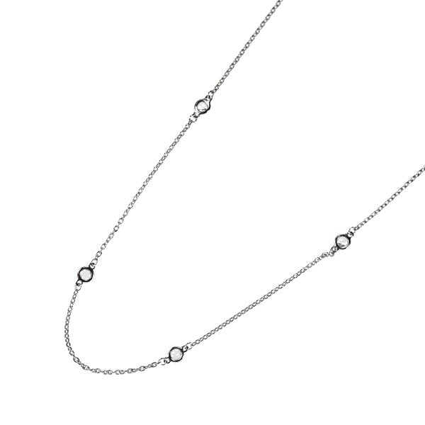 K18WG ローズカット ダイヤモンド ステーション ネックレス 0.30ct