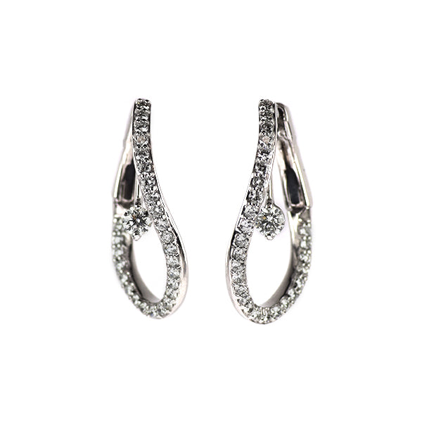 K18WG ダイヤモンド フープピアス 0.82ct