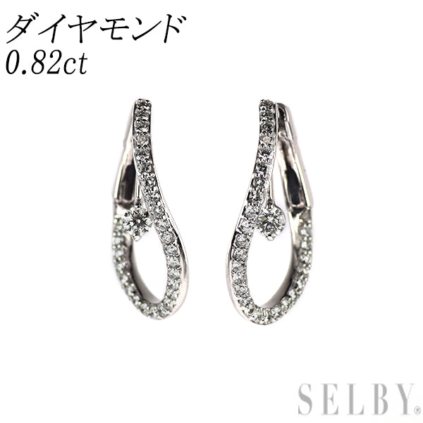 K18WG ダイヤモンド フープピアス 0.82ct