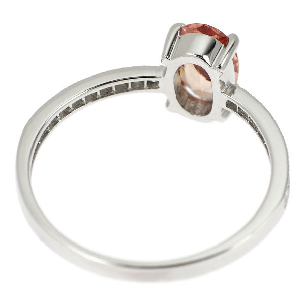 Pt950 非加熱 パパラチアサファイア ダイヤモンド リング 0.829ct D0.11ct