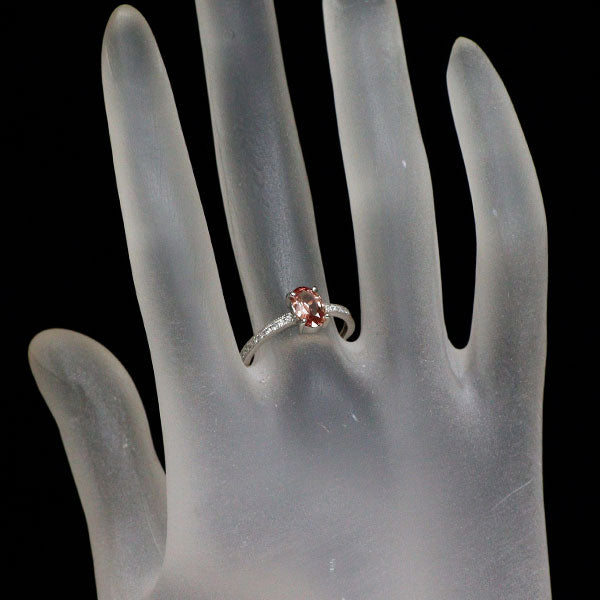 Pt950 非加熱 パパラチアサファイア ダイヤモンド リング 0.829ct D0.11ct
