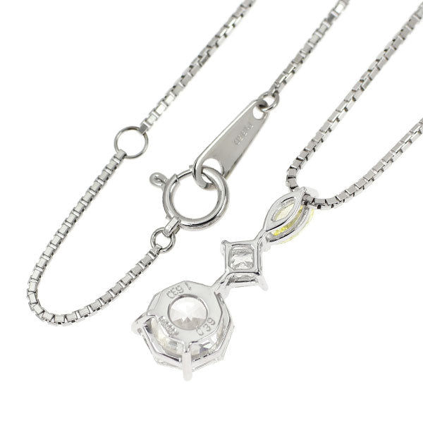 Pt900/ Pt850 オクタゴナルステップカット ダイヤモンド ペンダントネックレス 1.630ct D0.39ct