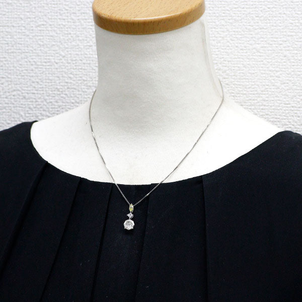 Pt900/ Pt850 オクタゴナルステップカット ダイヤモンド ペンダントネックレス 1.630ct D0.39ct