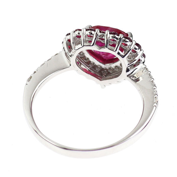 Pt950 ビルマ/ミャンマー産 ハートシェイプルビー ダイヤモンド リング 1.55ct R0.45ct D0.29ct