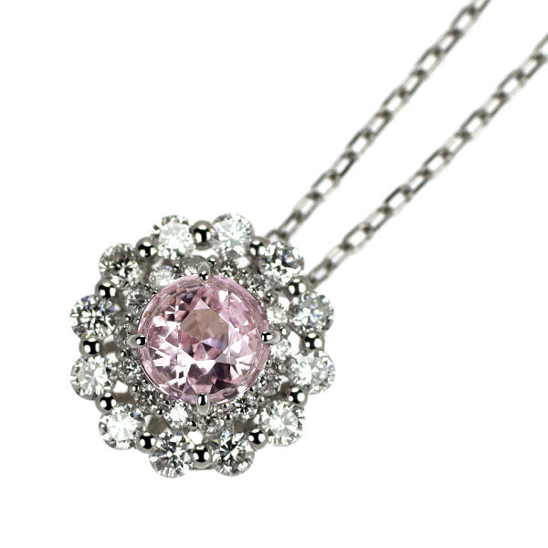 Pt950/ Pt850 ピンクサファイア ダイヤモンド ペンダントネックレス 0.78ct D0.51ct