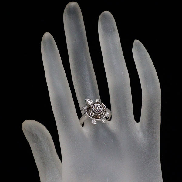 K18WG グリーンガーネット ダイヤモンド リング 0.02ct D0.55ct 亀