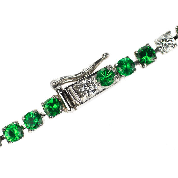 Pt900 グリーン ガーネット ダイヤモンド ブレスレット 3.78ct D1.10ct テニス