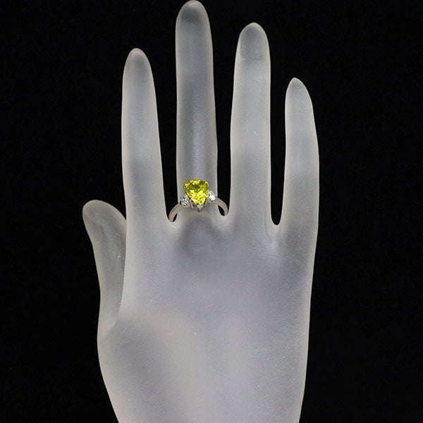 Pt900 カナリーイエロー トルマリン ダイヤモンド リング 2.38ct D0.29ct