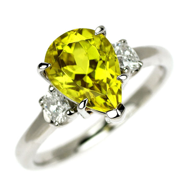Pt900 カナリーイエロー トルマリン ダイヤモンド リング 2.38ct D0.29ct