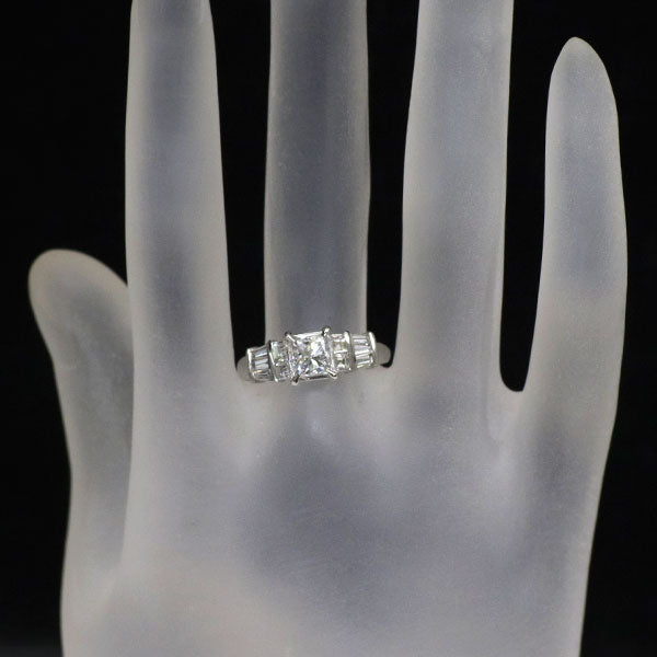 Pt900 プリンセスカット ダイヤモンド リング 1.051ct D VVS1 D0.62ct