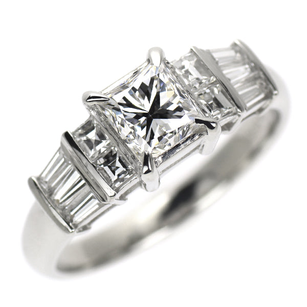 Pt900 プリンセスカット ダイヤモンド リング 1.051ct D VVS1 D0.62ct