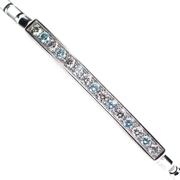 Pt900/ Pt850 アイスブルー/カラーレス ダイヤモンド ブレスレット 0.24ct D0.28ct 伸縮式
