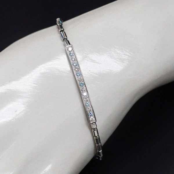 Pt900/ Pt850 アイスブルー/カラーレス ダイヤモンド ブレスレット 0.24ct D0.28ct 伸縮式