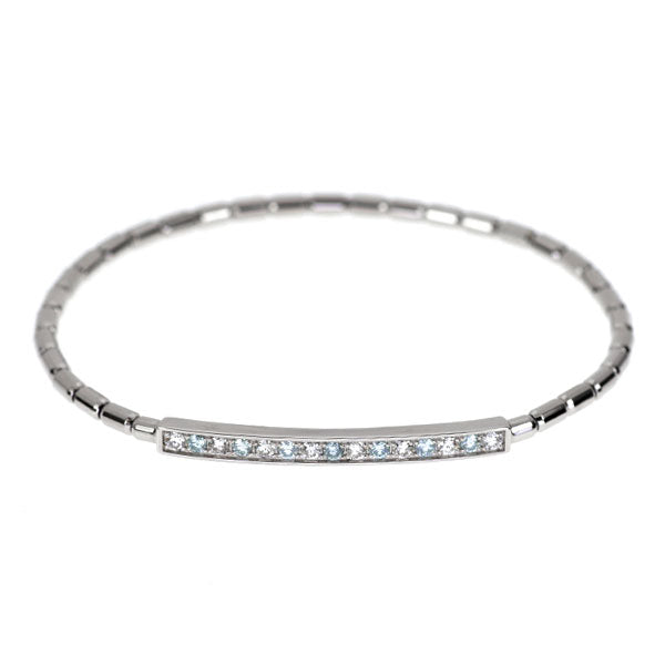 Pt900/ Pt850 アイスブルー/カラーレス ダイヤモンド ブレスレット 0.24ct D0.28ct 伸縮式