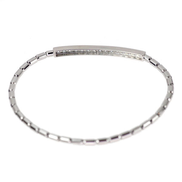 Pt900/ Pt850 アイスブルー/カラーレス ダイヤモンド ブレスレット 0.24ct D0.28ct 伸縮式