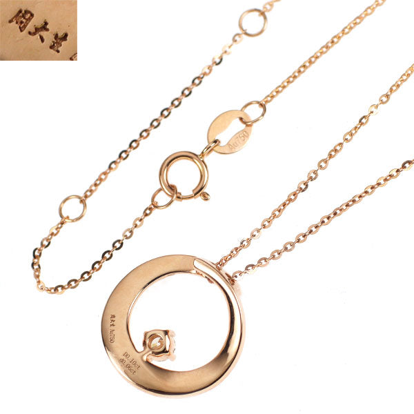 周大生 K18PG ダイヤモンド ペンダントネックレス 0.10ct D0.06ct