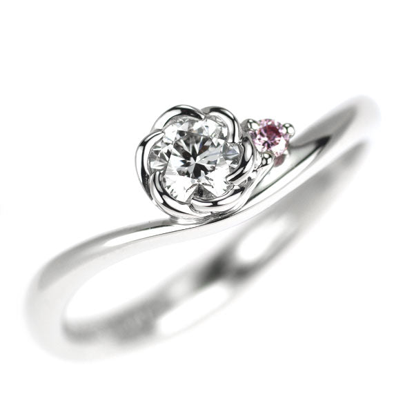 トレセンテ Pt900 ダイヤモンド 天然ピンクダイヤモンド リング 0.18ct PD0.02ct フローラ チェリーブロッサム