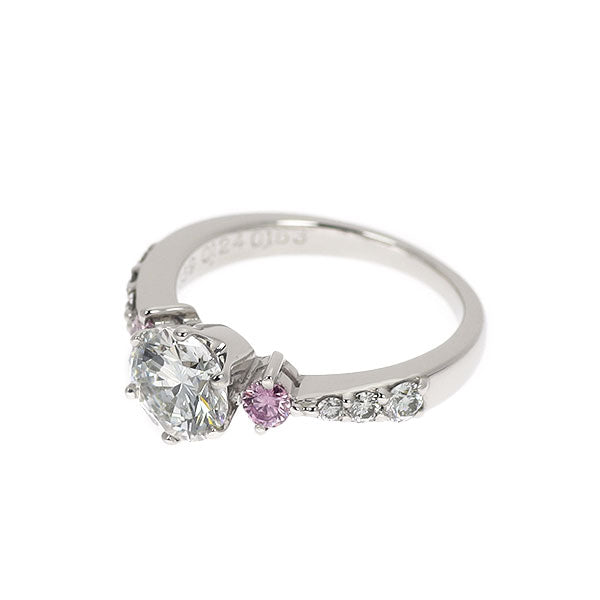 Pt900 ダイヤモンド 天然ピンク/カラーレスダイヤ リング 0.839ct PD0.124ct D0.163ct ピンキー