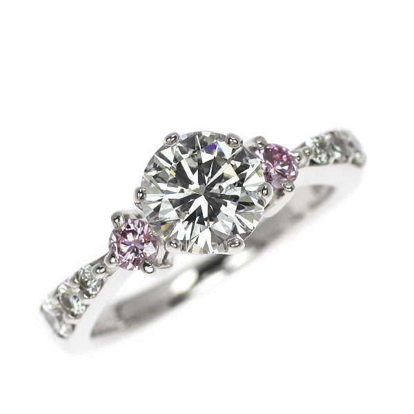 Pt900 ダイヤモンド 天然ピンク/カラーレスダイヤ リング 0.839ct PD0.124ct D0.163ct ピンキー